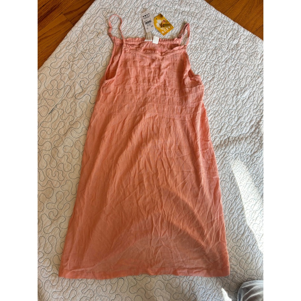 Roxy Girls Coral Pink Smocked Gauze Summer Dress Size Large (12)